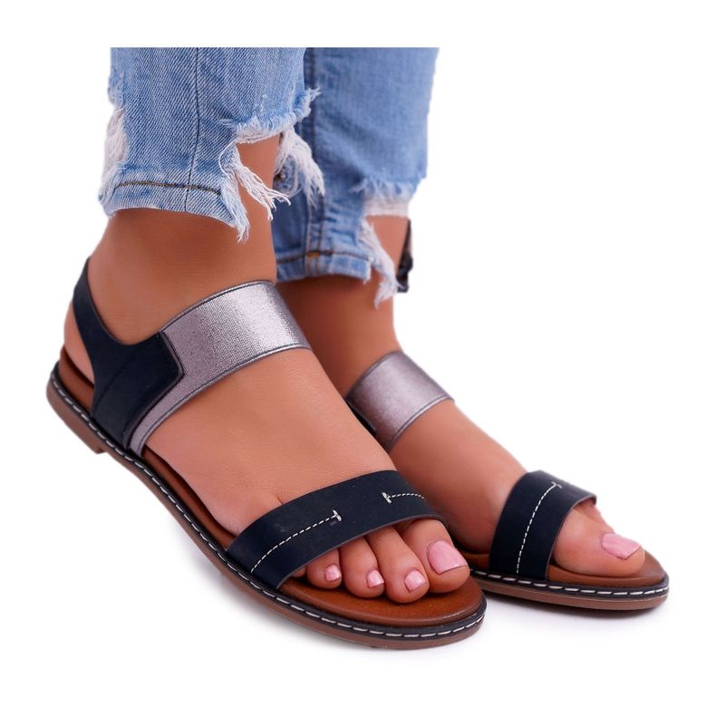 Damen Sandalen Flach Sergio Leone SK014 Schwarz Agrina