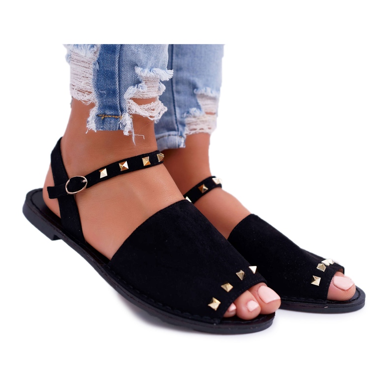 Damen Sandalen Lu Boo Wildleder Schwarz Silena