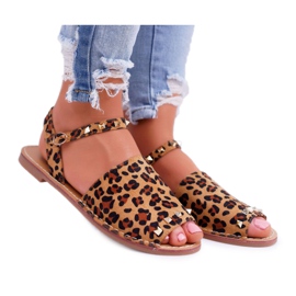 Damen Sandalen Lu Boo Wildleder Leopard Silena braun