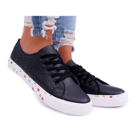 EVE Sneaker für Damen mit schwarzen durchbrochenen Blumen Loriann