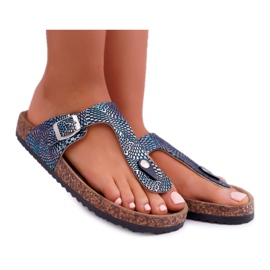 EVE Damen Hausschuhe Marineblau Flip-Flops Baisan