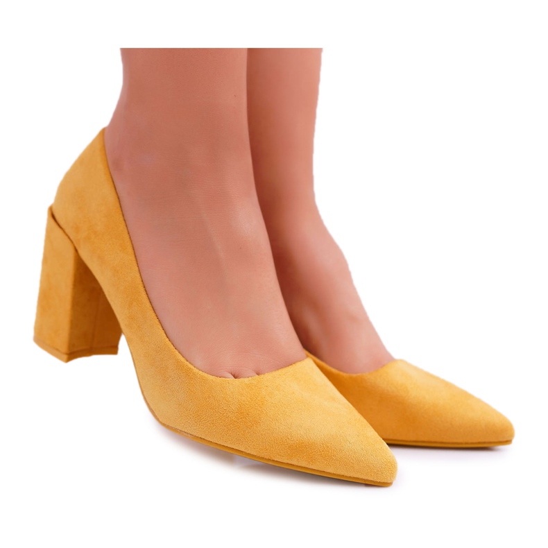 PS1 Damen Pumps mit Absatz Wildleder Gelb Neshka