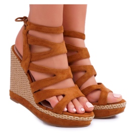 FRERY Damen Sandalen auf Keil A String Camel Liluena braun