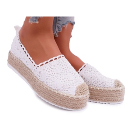 BUGO Damen Espadrilles aus Spitze Weiß Lovely Haven