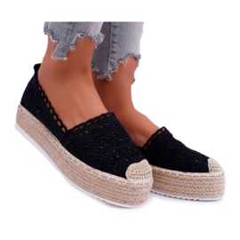 Schwarze Espadrilles aus Spitze für Damen Lovely Haven