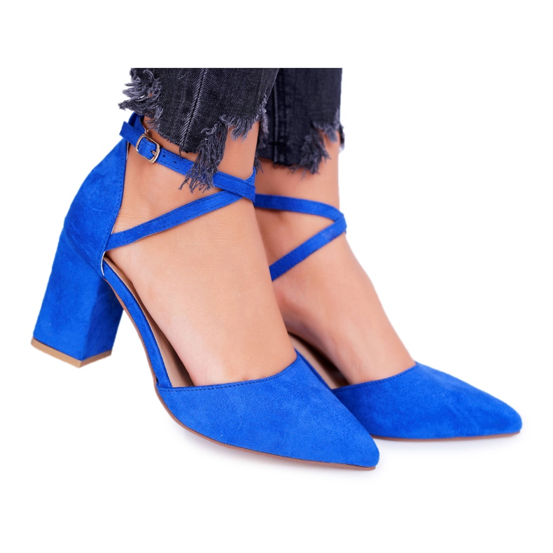 PS1 Damen Pumps mit Absatz in Spitz Cornflower Traffic blau