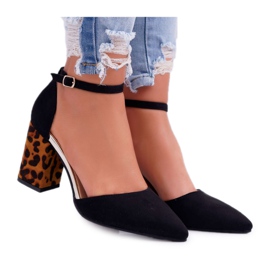 SEA Damen Pumps mit Absatz Leopard Black Ferri braun schwarz