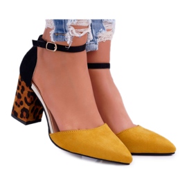 PS1 Damen Pumps mit Absatz Leopard Yellow Ferri braun schwarz mehrfarbig gelb