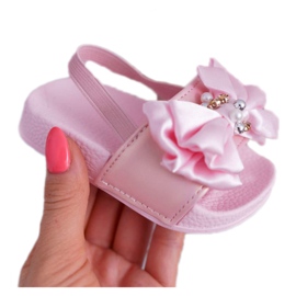 FRROCK Sandalen für Mädchen mit Schleife Pearl Pink Senari rosa