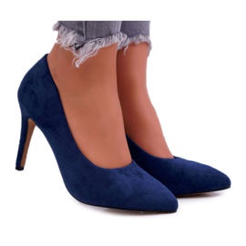 EVE Damen Stilettos Wildleder In Spitz Marineblau Kiss Me
