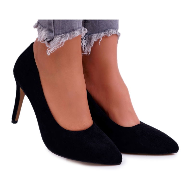 EVE Damen Stilettos Wildleder In Spitz Schwarz Kiss Me