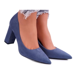 BUGO Damen Pumps mit Absatz Wildleder Blau Clarina