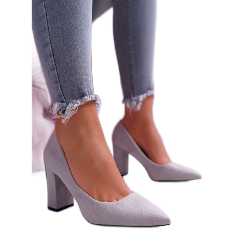 BUGO Damen Pumps mit Absatz Wildleder Grau Clarina