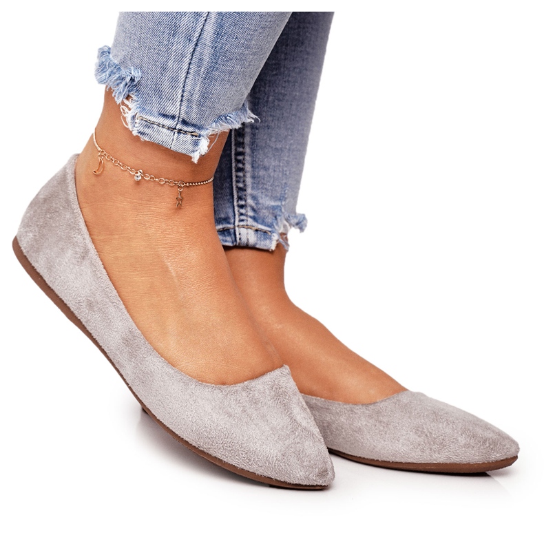 PS1 Graue Damen Ballerinas Wildleder Dermeno