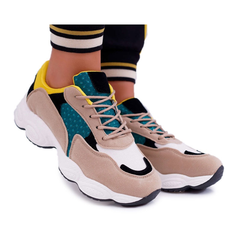 NFR Damen Sportschuhe Wildleder Grün Gelb Lollipop mehrfarbig