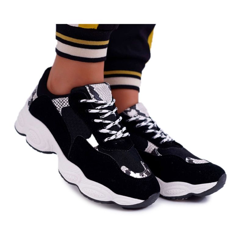 NFR Damen Sportschuhe Wildleder Schwarz Schlangenhaut Lollipop grau