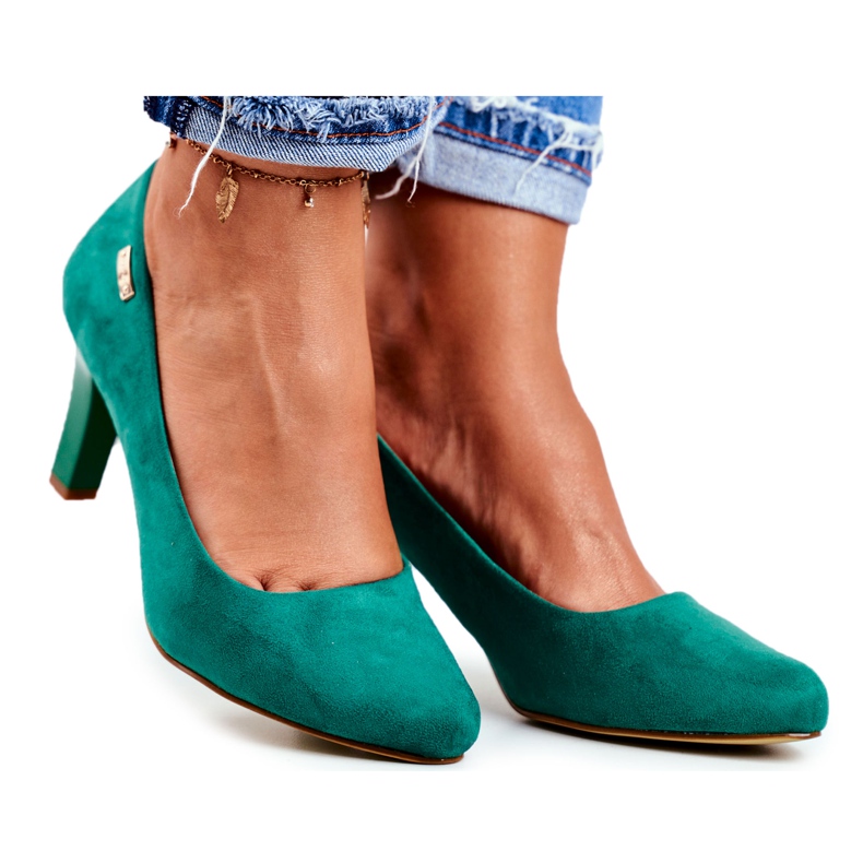 Sergio Leone Damen Pumps Grün Wildleder Orsola