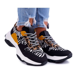 Damen Sportschuhe Dicke Sohle Zebra Sevana braun schwarz