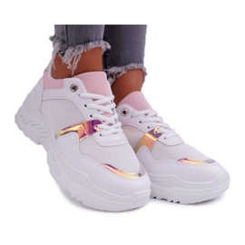 Damen Sportschuhe Dicke Sohle Weiß Rosa Faline