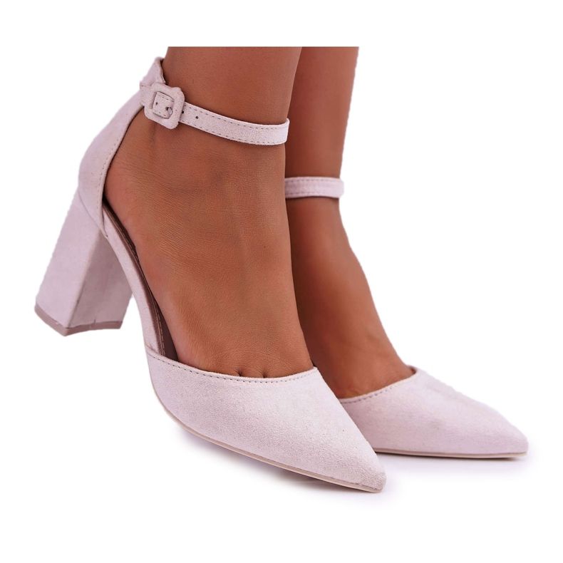PS1 Damen Pumps mit Absatz Wildleder Beige Harye mehrfarbig rosa