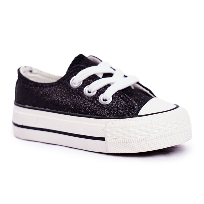 FRROCK Schwarze Brokat-Sneaker für Kinder Misty