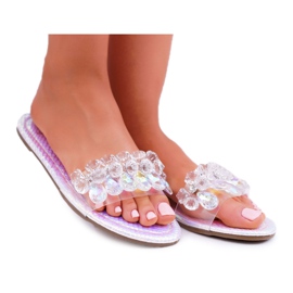 Damen Hausschuhe mit Zirkonia Lu Boo Petrol Silver Mediana grau