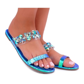 Damen Hausschuhe Lu Boo Elegant Mit Cubic Zirkonia Blau Grundstufe