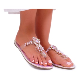 Damen Hausschuhe Lu Boo Flip-Flops Kristalle Pink Conathe rosa