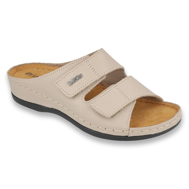 Inblu Beige Frauenflip -Flops mit Klettverschluss 158d104