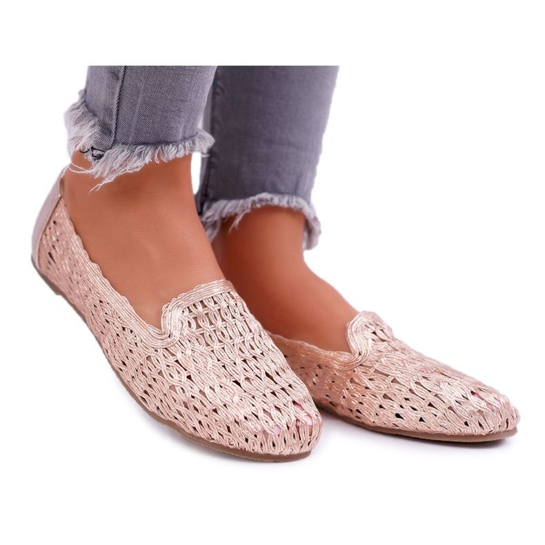 Damen Ballerinas Lu Boo geflochten Roségold 4Ever rosa