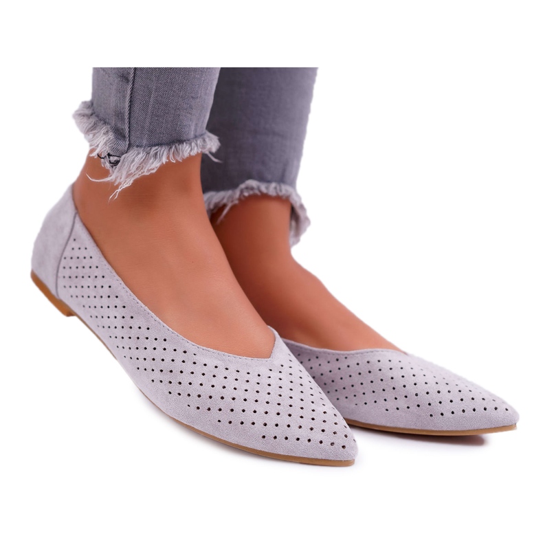 Damen Ballerinas Lu Boo Openwork Grau Dessert