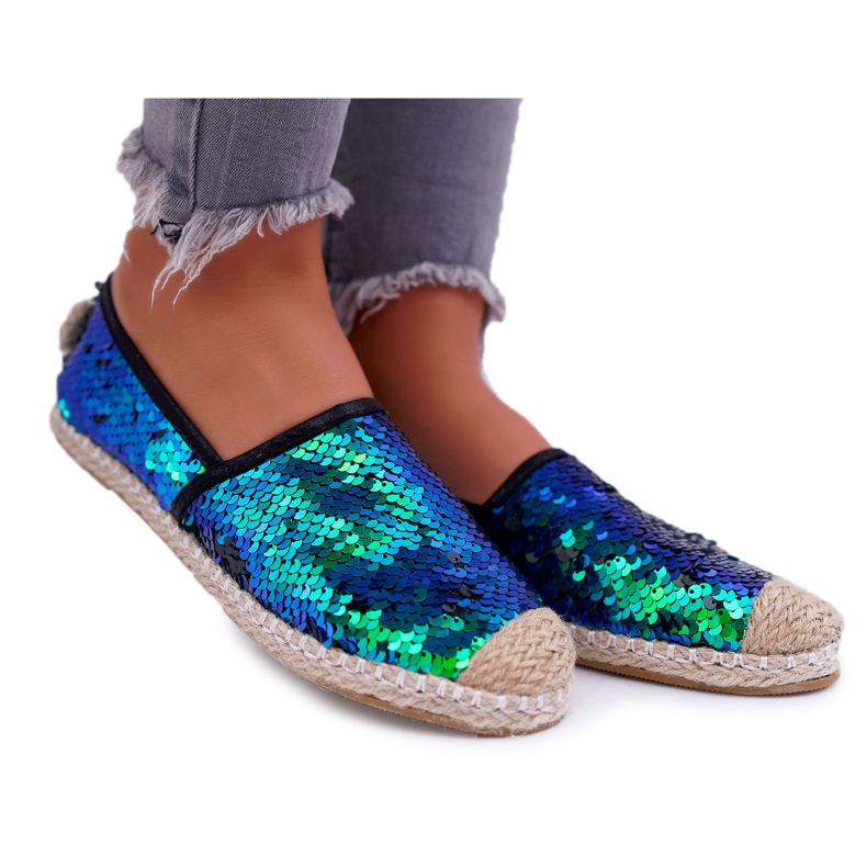 Damen Espadrilles Lu Boo Grün Pailletten Destino