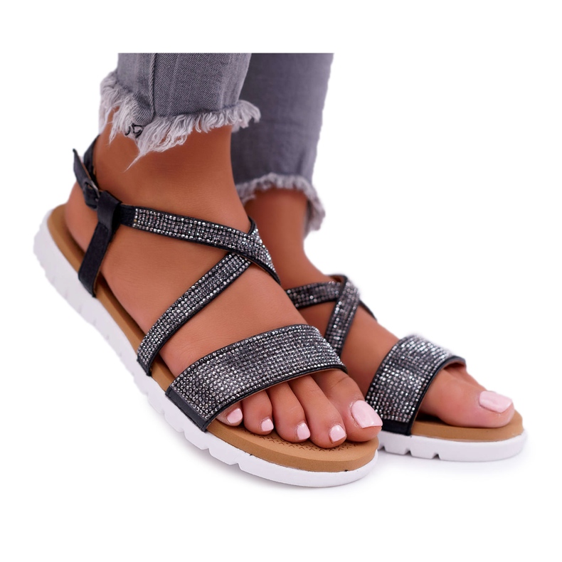Damen Sandalen Lu Boo Mit Cubic Zirkonia 406-5 Schwarz Stella