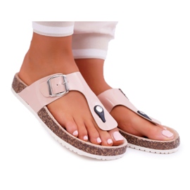 SEA Damen Hausschuhe Flip-Flops auf Korken, Lackierte Rosa Palette