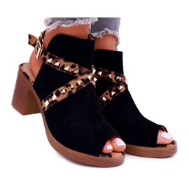 Damen Sandalen mit hohem Absatz Lu Boo Schwarz 318-30 Fiode