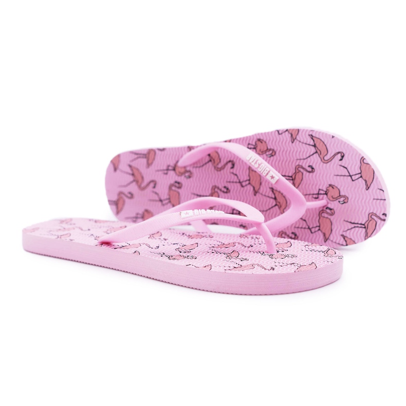 Damen Hausschuhe Flip-Flops Big Star Pink Flamingos AA274A176 rosa