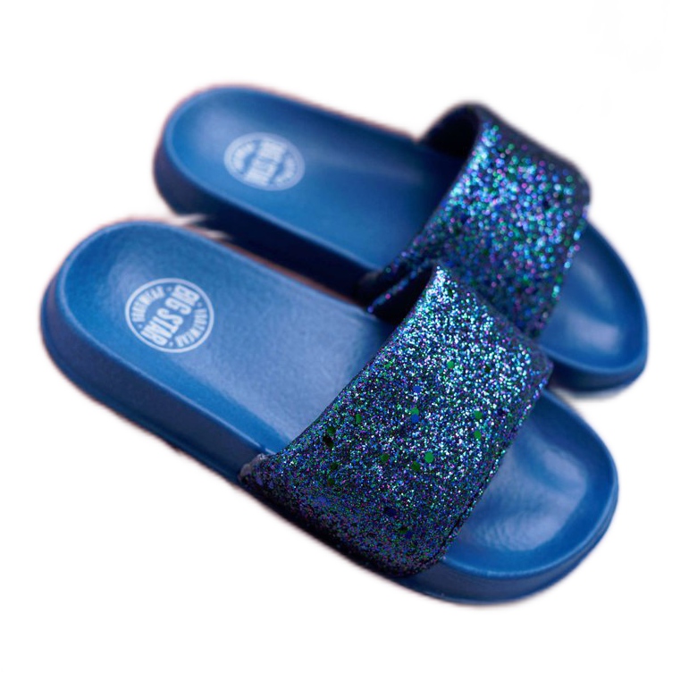 Kinder- und Jugendhausschuhe Big Star Marineblau Brokat AA374089 navy blau