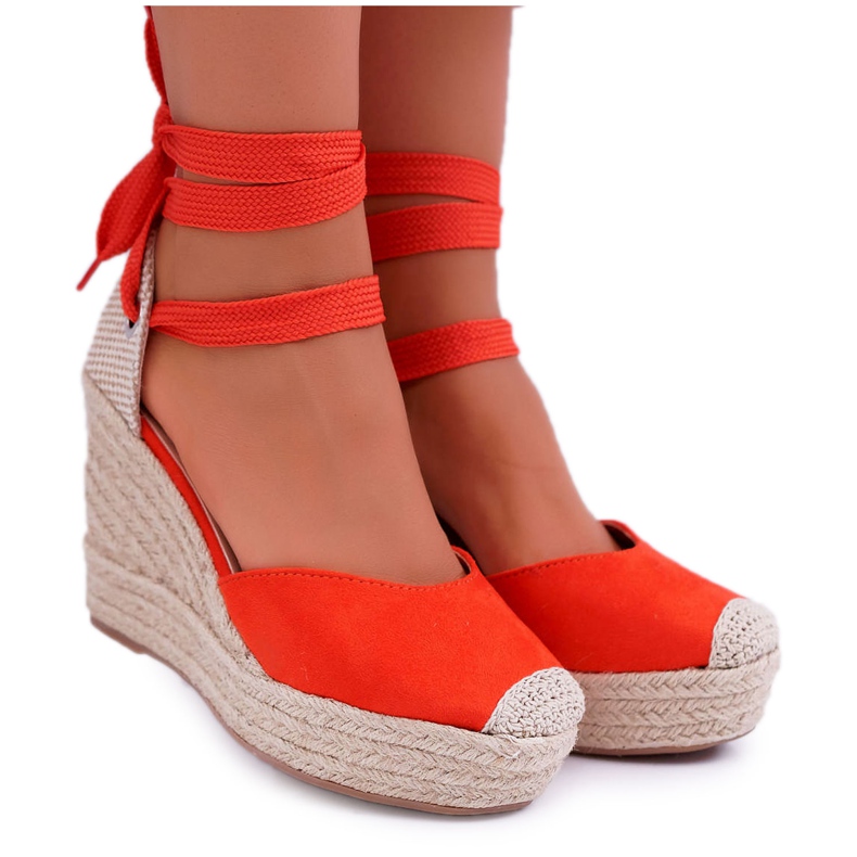 Damen Sandalen mit Keilabsatz Orange Tahaya
