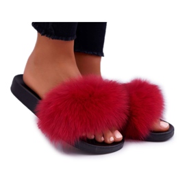 Damen Hausschuhe mit Naturfell Naturis Red rot