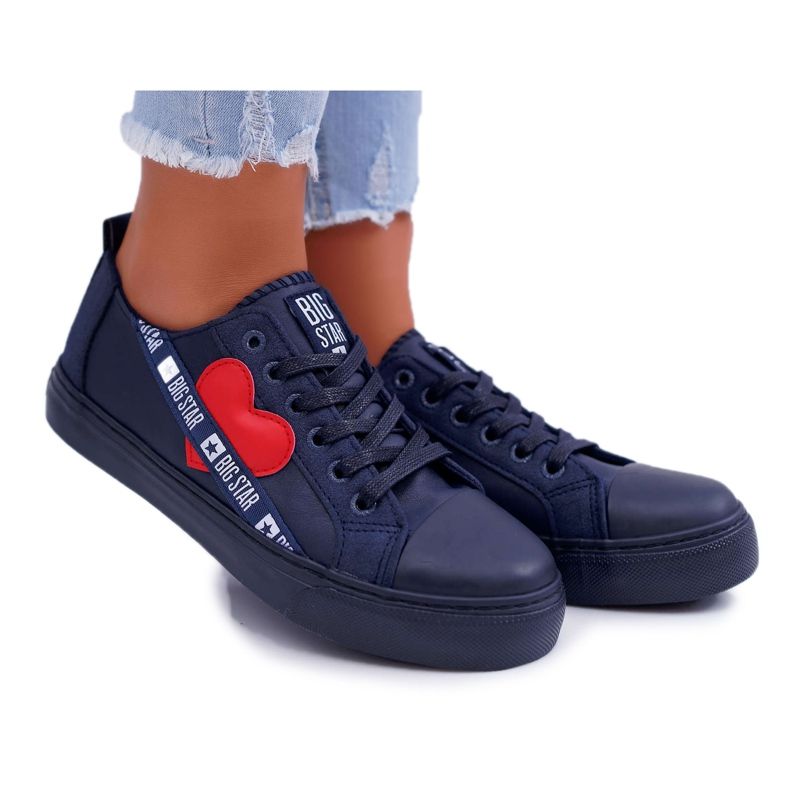 Damen Sneaker Big Star Marineblau mit Herz EE274258 navy blau