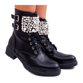 SEA Damenstiefel mit flachem Absatz Military Black Bemmer schwarz