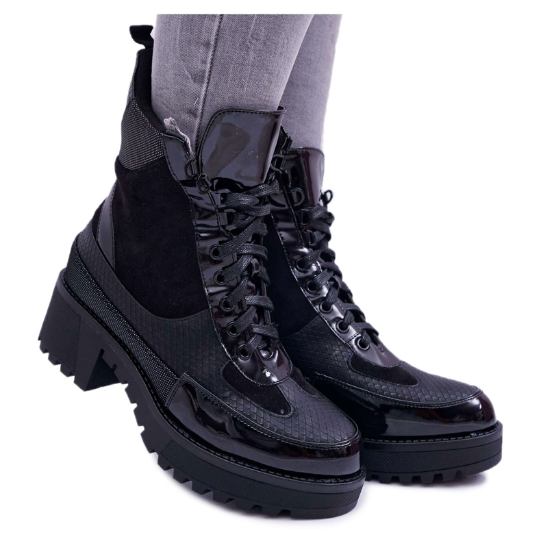 Hohe Stiefel für Damen Schwarz Trappers Nemtere
