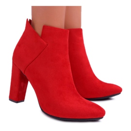 Vinceza Damenstiefel mit Absatz Wildleder rote Rüschen