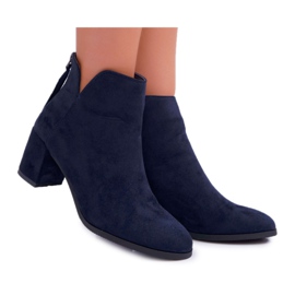 Vinceza Stiefel für Damen mit Absatz Wildleder Marineblau Mimosa