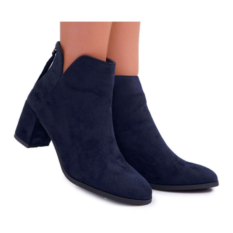Vinceza Stiefel für Damen mit Absatz Wildleder Marineblau Mimosa navy blau