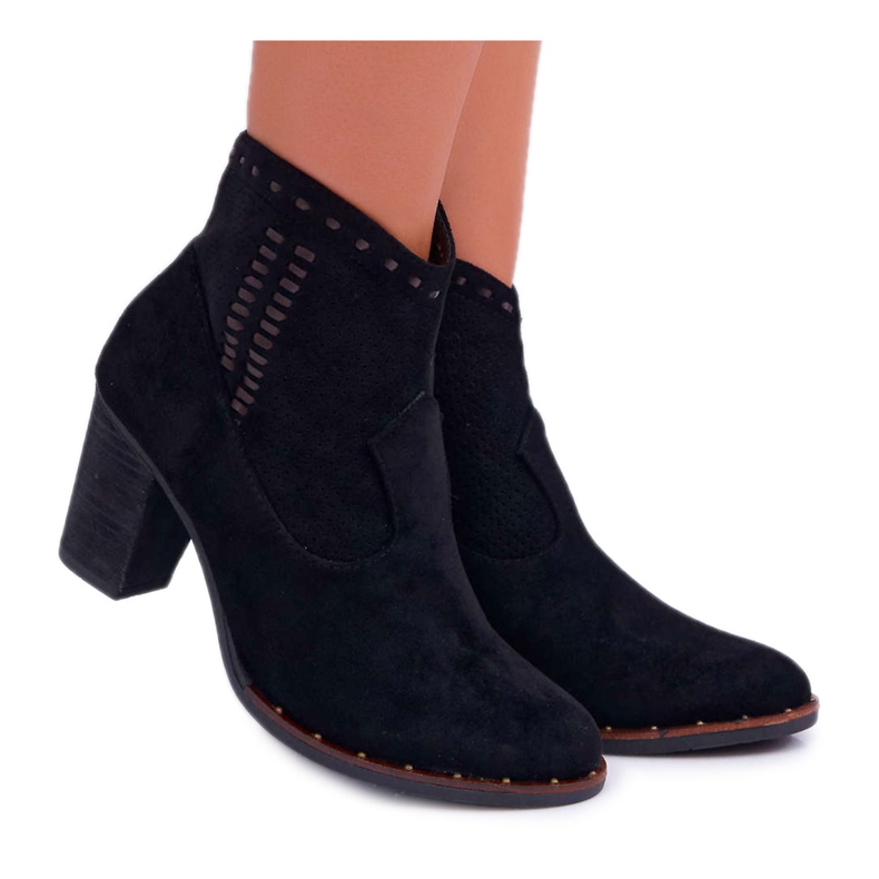 FP1 Damenstiefel mit Absatz Wildleder Schwarz Westema