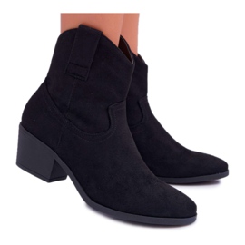 BUGO Damenstiefel mit flachem Absatz Cowboystiefel Schwarz Telifa