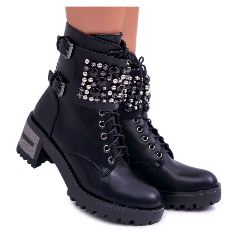 POPA Hohe Stiefel für Damen Rock With A Flap Black Infinity schwarz