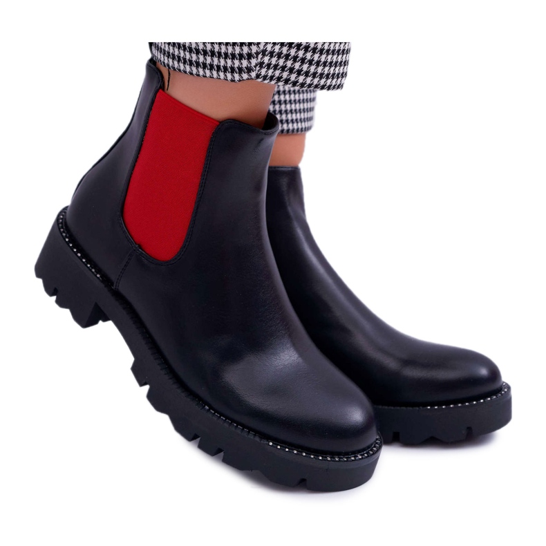 HAN Damen Stiefeletten Jodhpur Stiefel Red Radiergummis Black Superpower rot