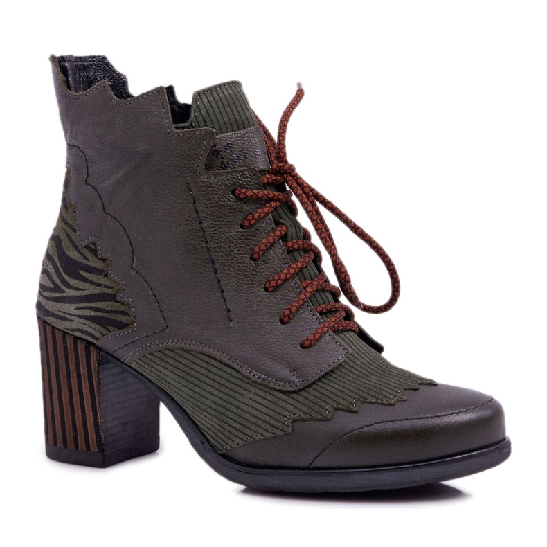 Damen Lederstiefel Maciejka Grün 03190-09
